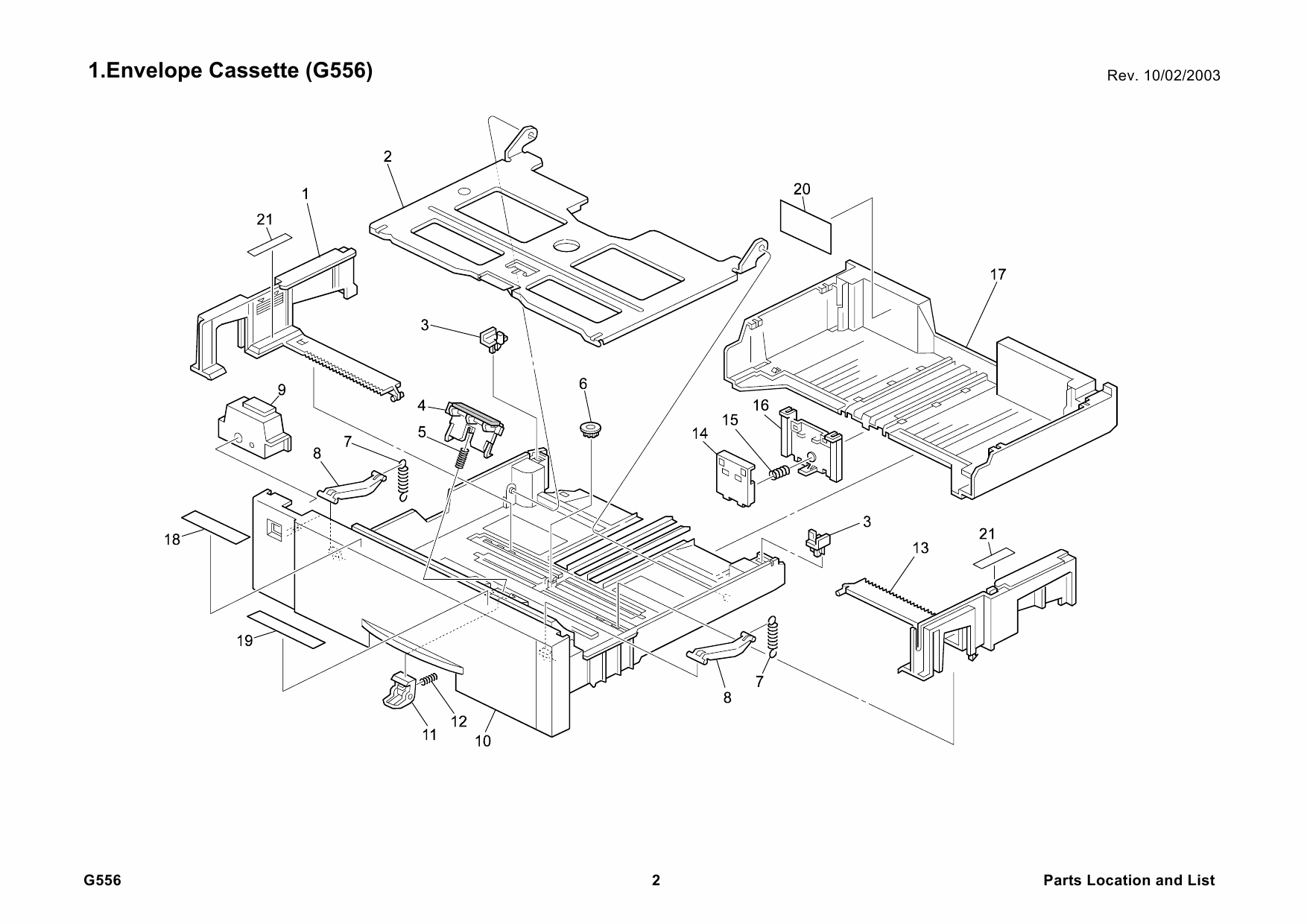 RICOH Options G556 ENVELOPE-FEEDER-TYPE-2600 Parts Catalog PDF download-4